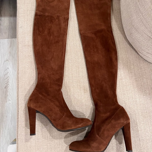 Stuart Weitzman OTK walnut brown suede boots 8.5 highland over-the-knee $795 - Picture 9 of 10